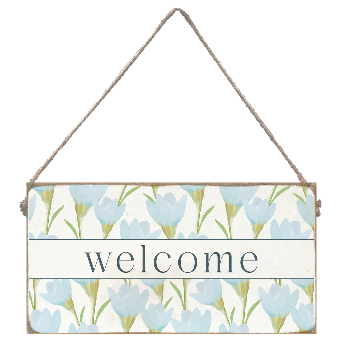 Blue Blossom Welcome Twine Sign