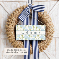 Blue Blossom Welcome Twine Sign