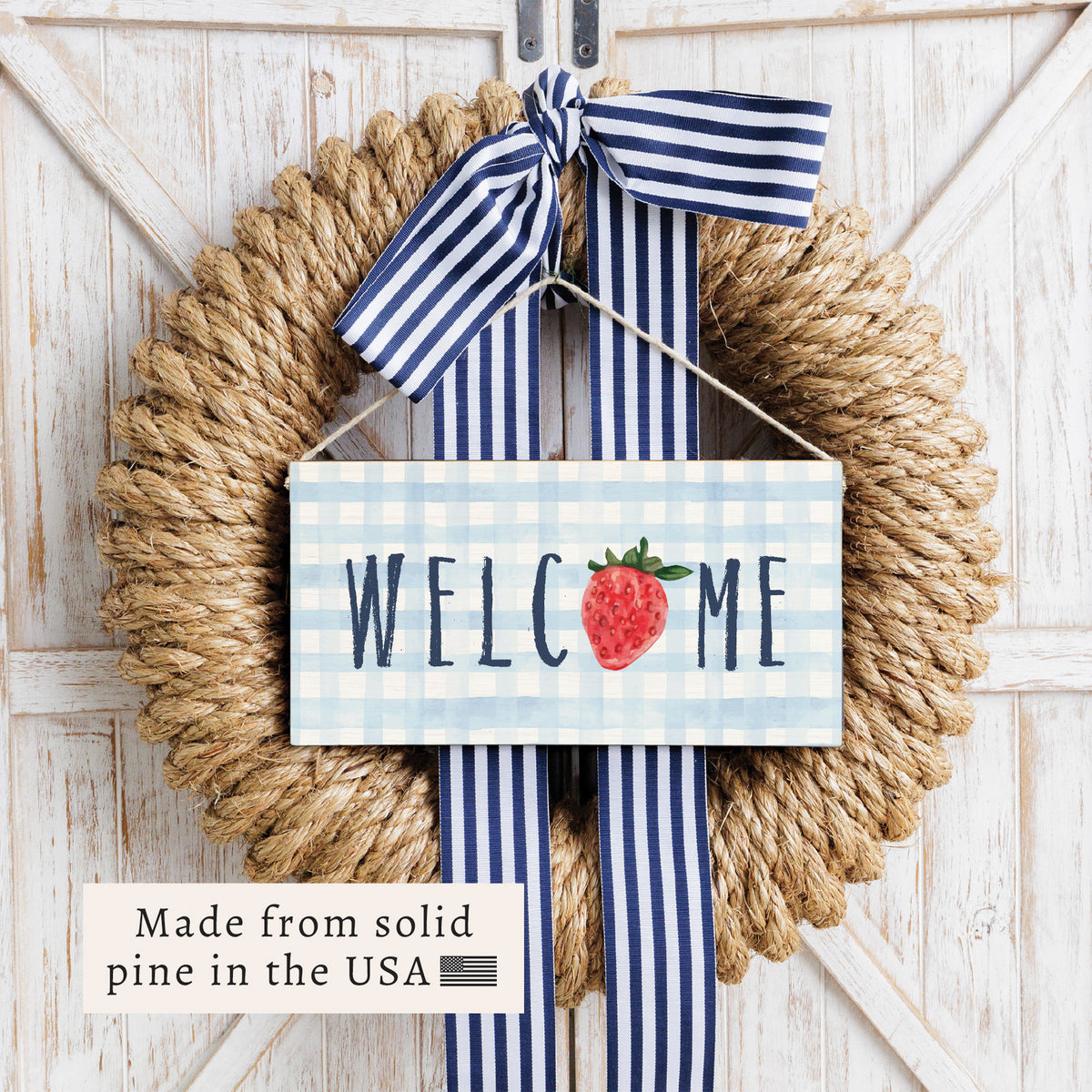 Strawberry Welcome Twine Sign