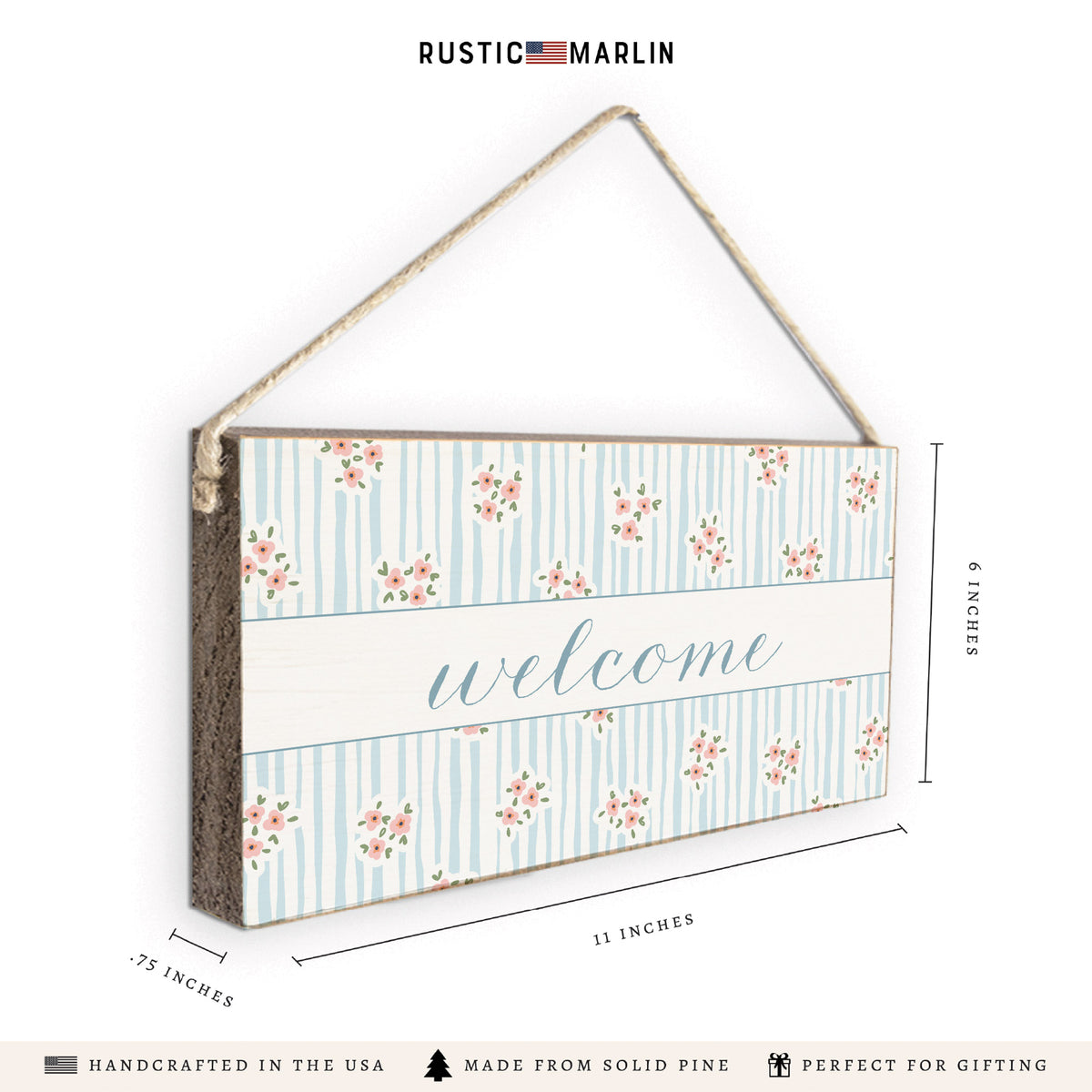 Blush Bloom Welcome Twine Sign