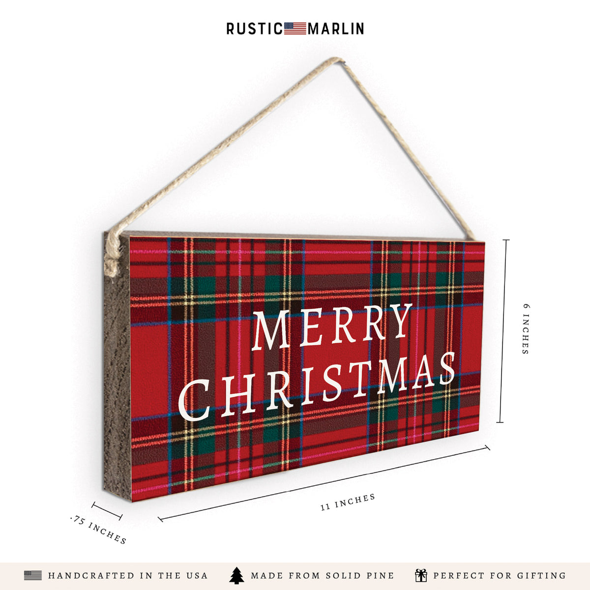 Classic Tartan Merry Christmas Twine Sign