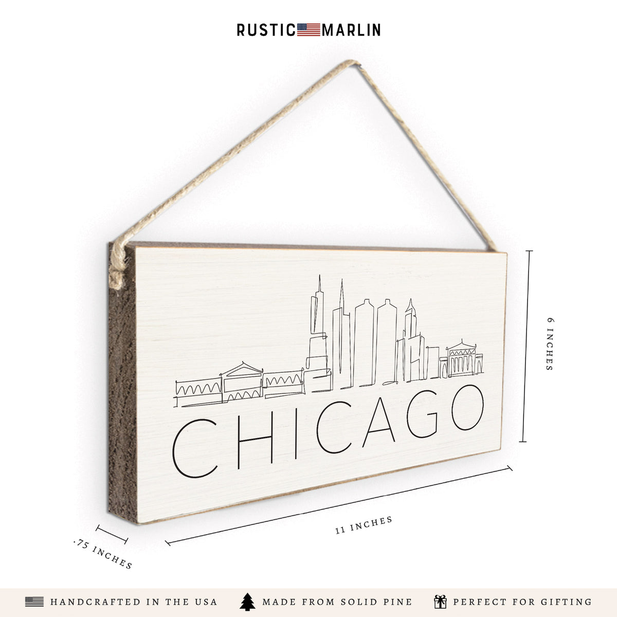 Chicago City Line Art Twine Sign