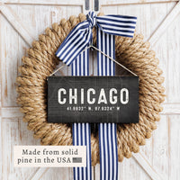 Chicago Coordinates Twine Sign