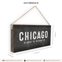 Chicago Coordinates Twine Sign