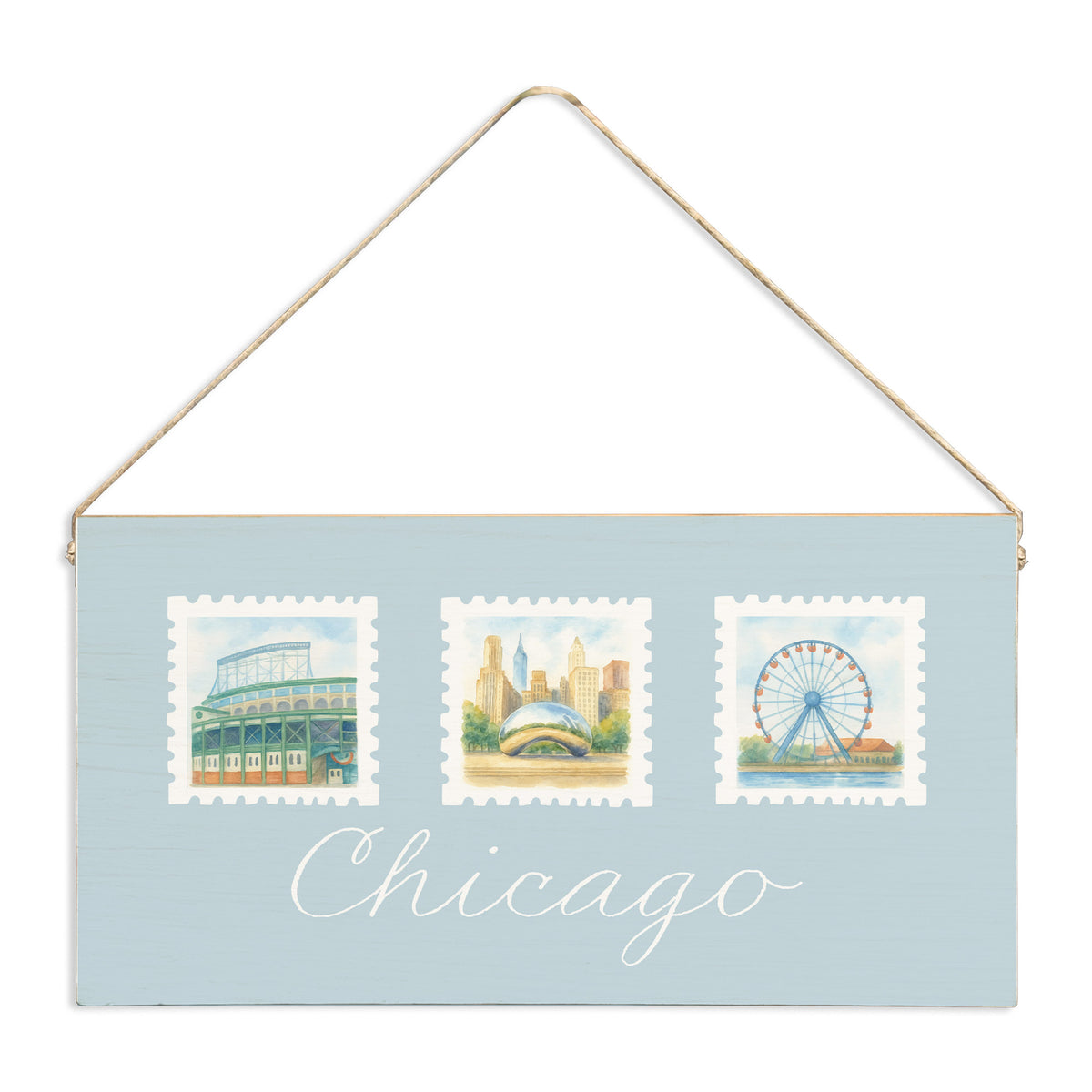 Chicago Stamps Twine Sign