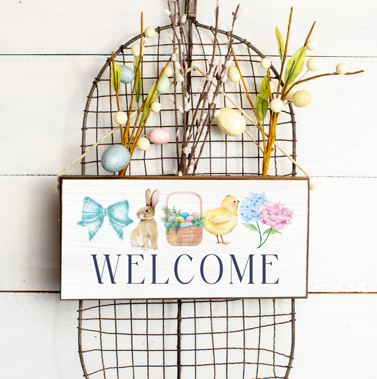 Easter Icons Welcome Twine Sign