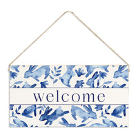 Bunnies Blue Welcome Twine Sign