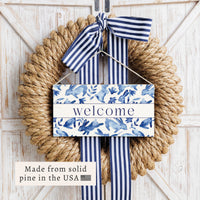 Bunnies Blue Welcome Twine Sign