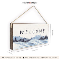 Snowy Mountains Welcome Twine Sign