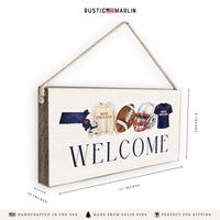 New England Football Icons Welcome Twine Sign