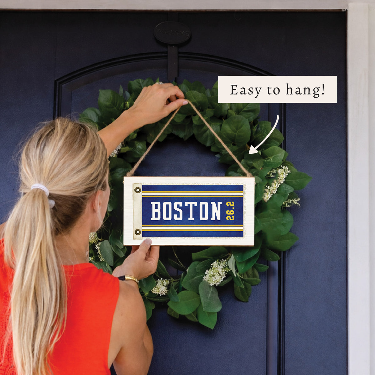 Boston 26.2 Marathon Flag Twine Sign