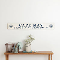 Personalized Compass White/Navy Barn Wood Sign