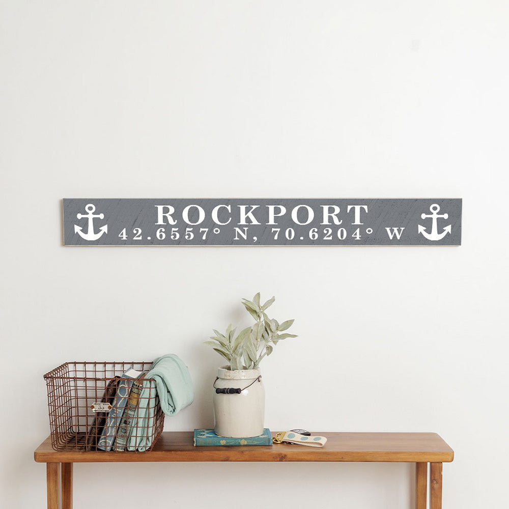 Anchor White/Grey Personalized Barnwood Sign