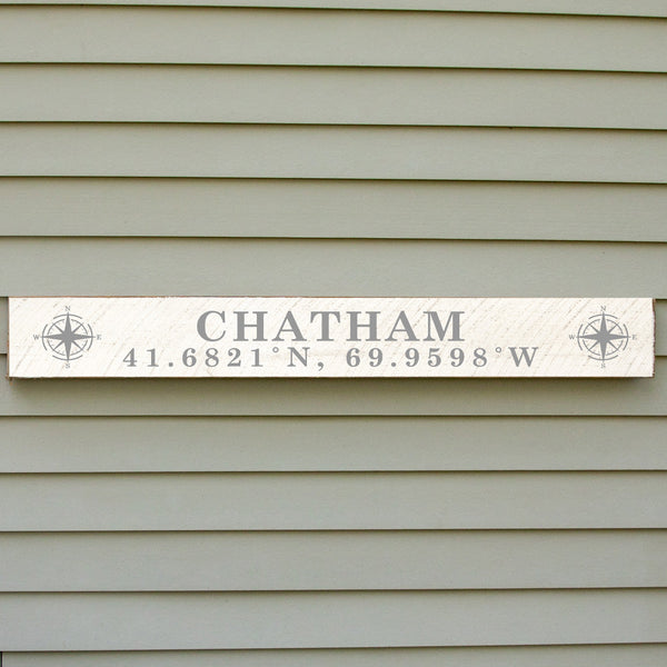 CompassCoordinates White and Grey Personalized Barn Wood Sign