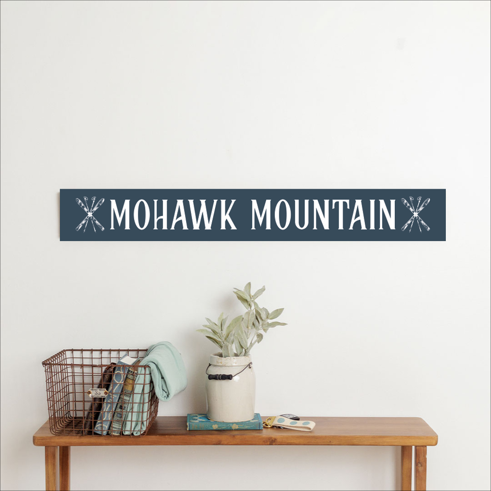 Navy Blue and White Ski Personalized Barnwood Sign