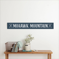 Navy Blue and White Ski Personalized Barnwood Sign