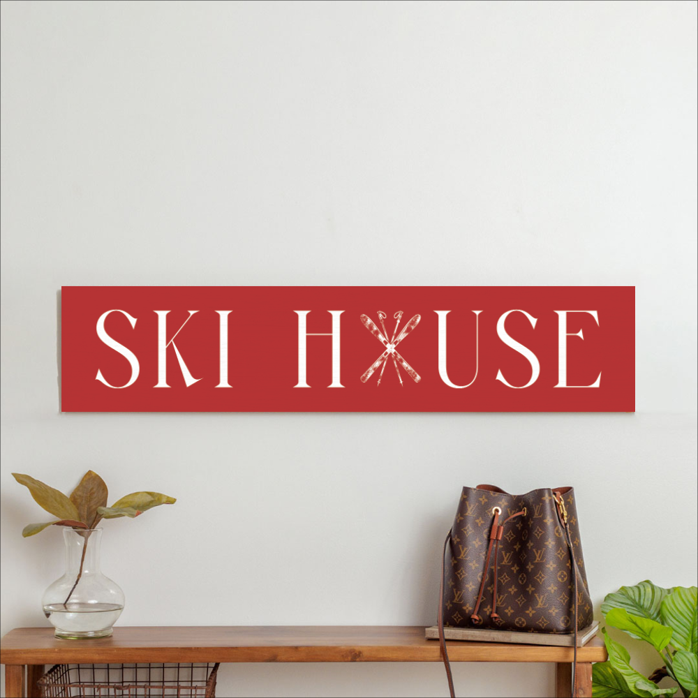 Red Ski House Barnwood Sign