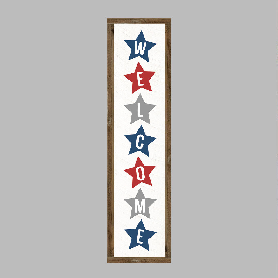 American Stars Welcome Barn Wood Sign