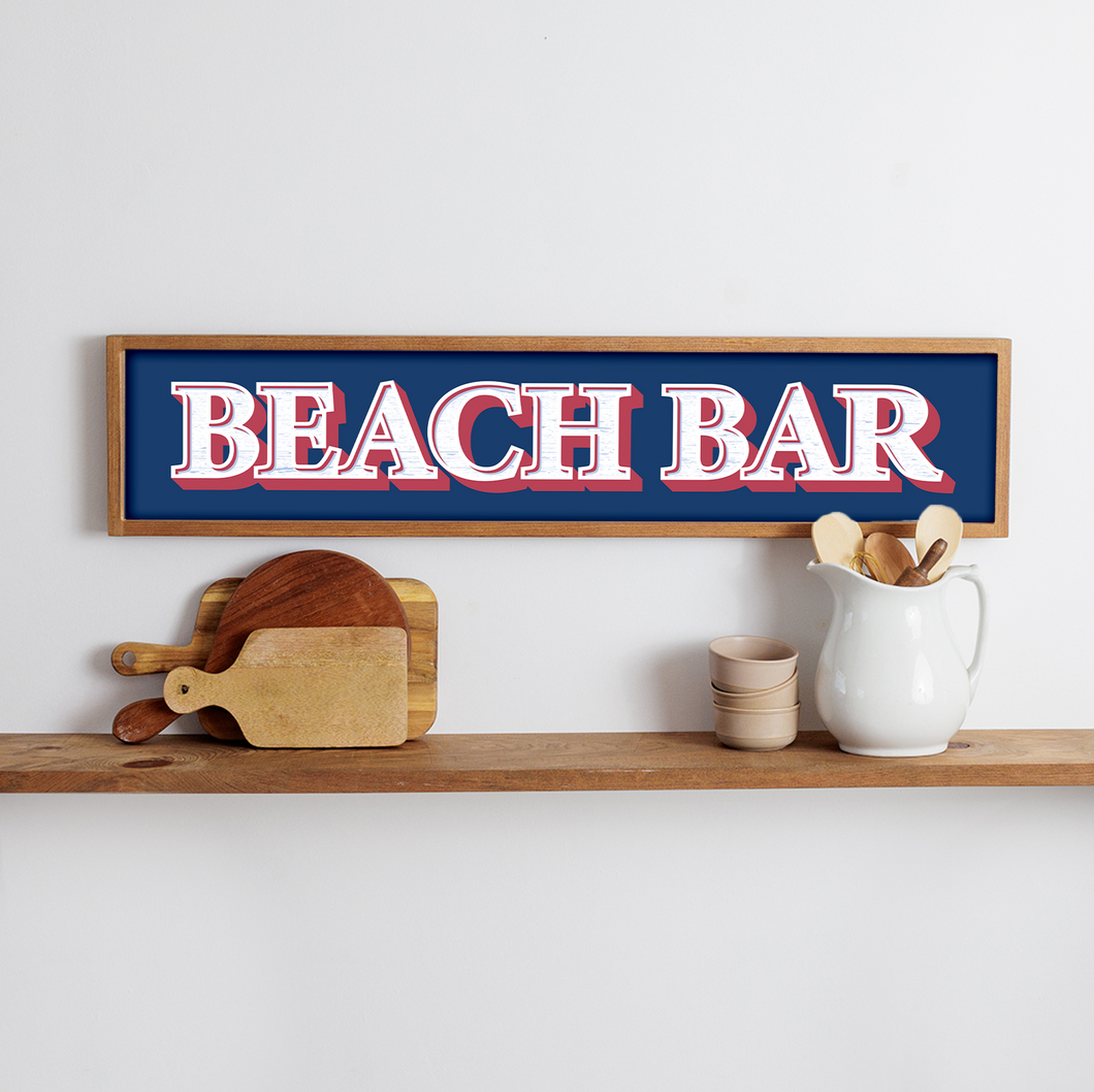 Beach Bar Framed Barn Wood Sign