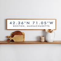 White and Navy Coordinates & Your Word Framed Personalized Barnwood Sign