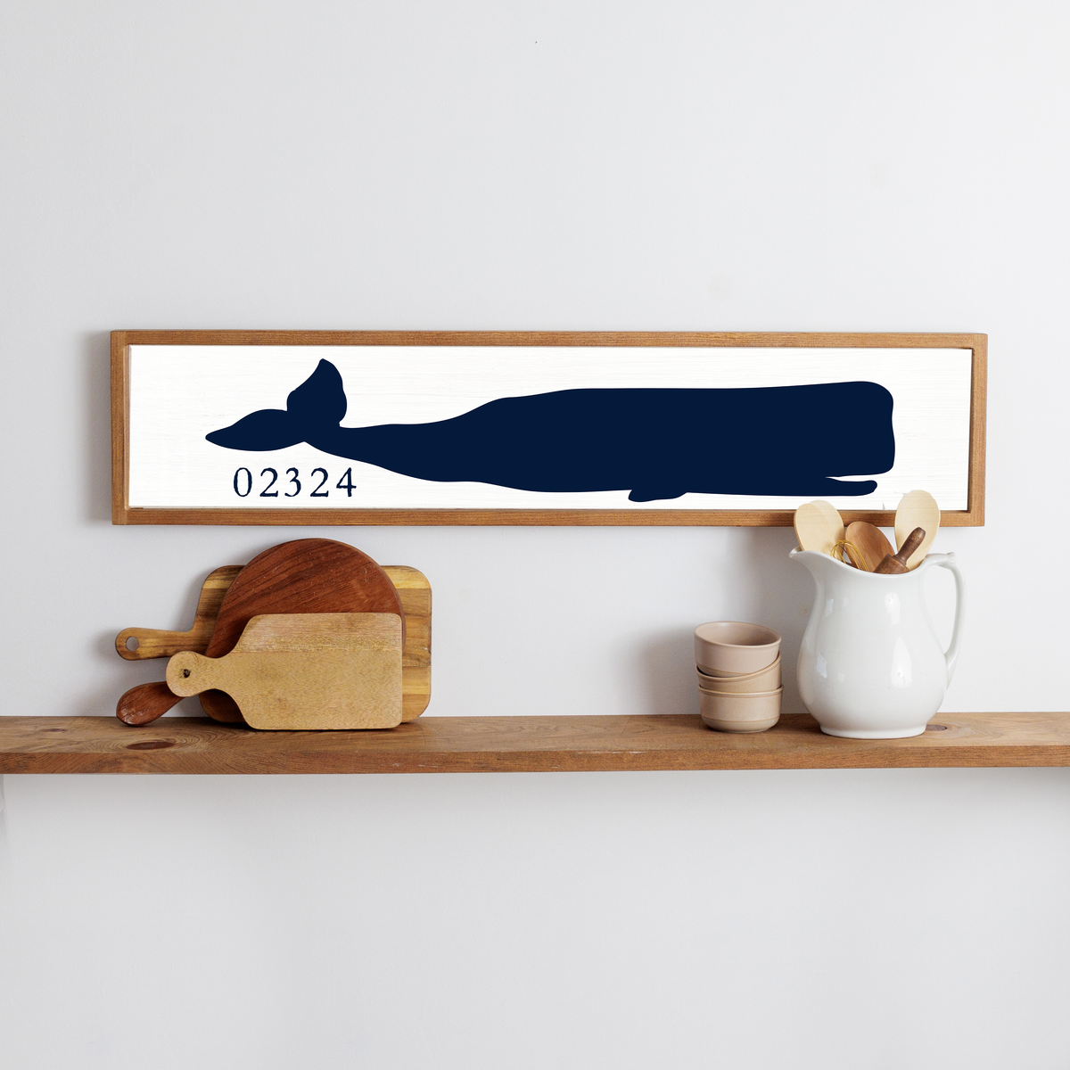 Personalized Navy Whale Framed Barn Wood Sign