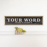 Antique Black Coordinates Bordered Personalized Barn Wood Sign