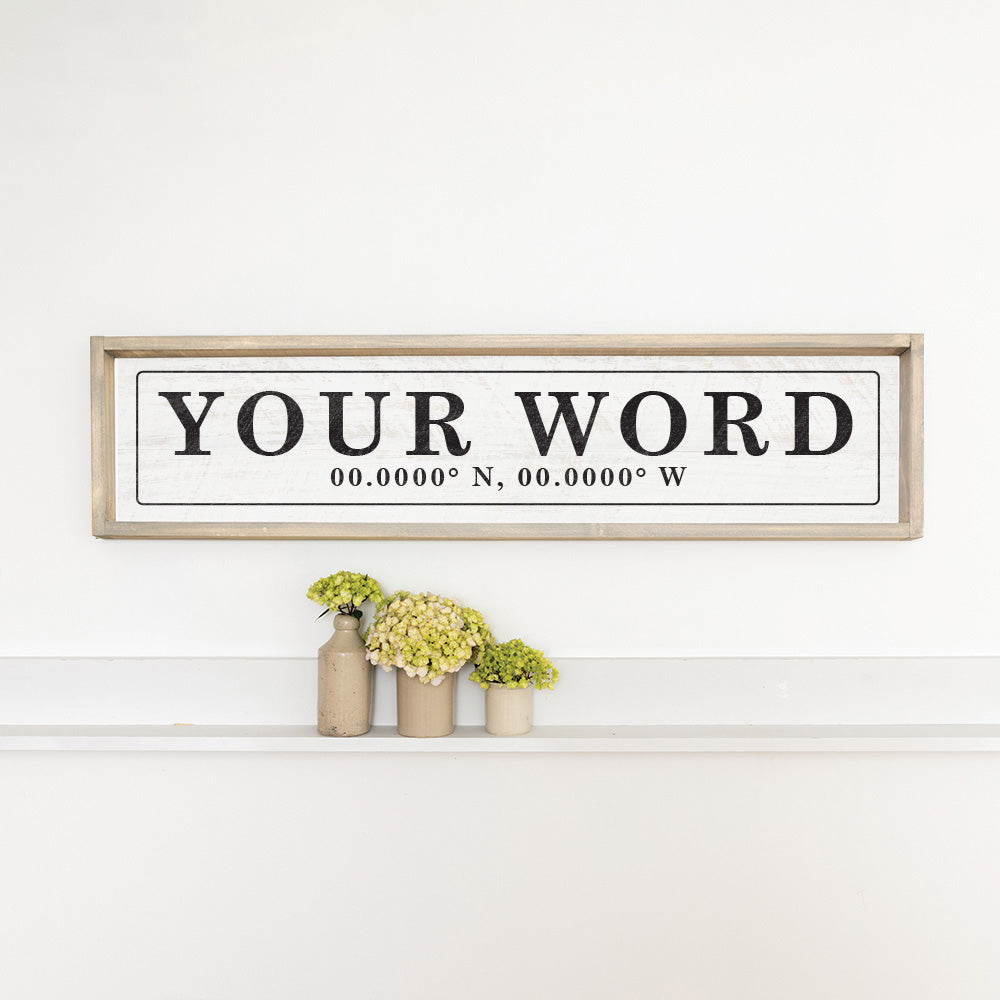 Antique White Coordinates Bordered Personalized Barn Wood Sign