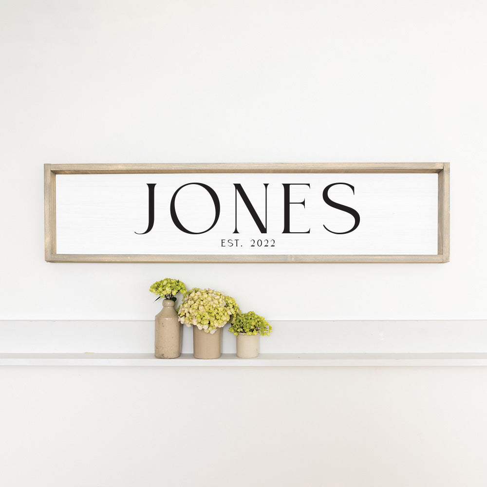 Family Name Established White Personalized Barn Wood Sign