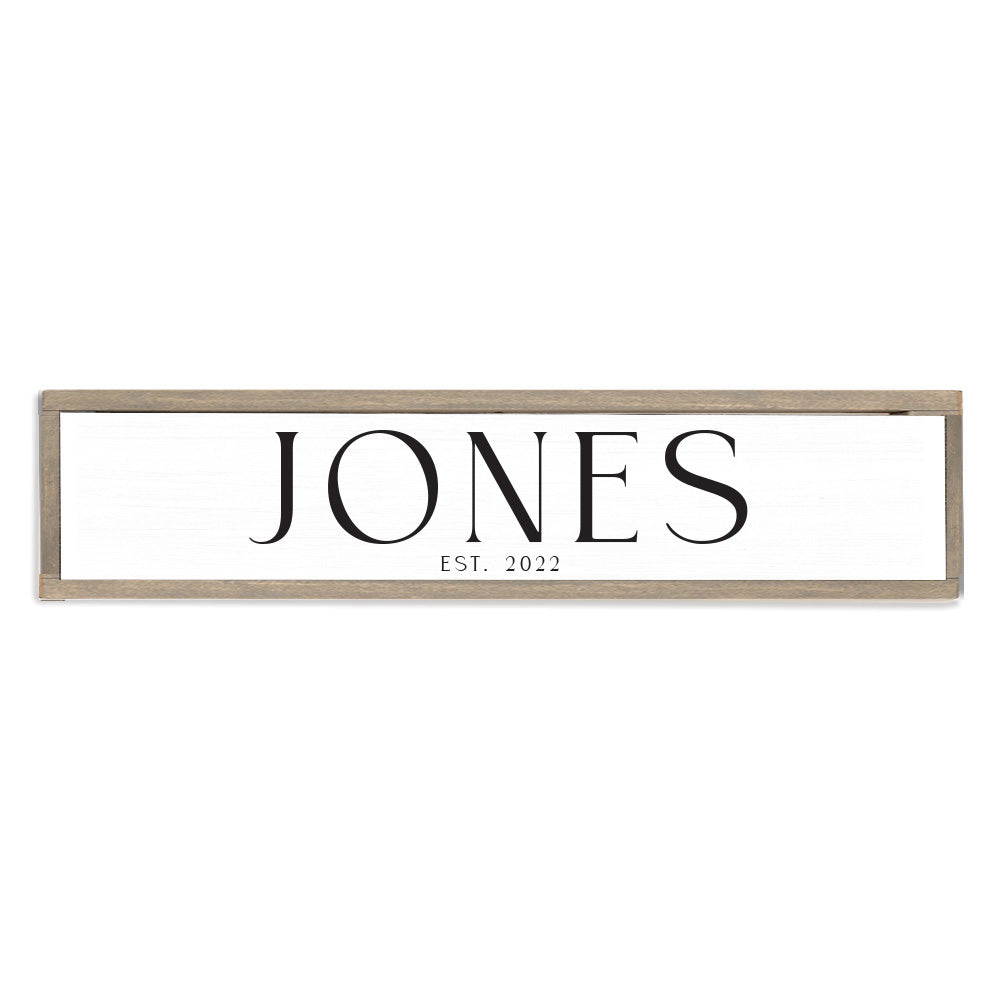 Family Name Established White Personalized Barn Wood Sign