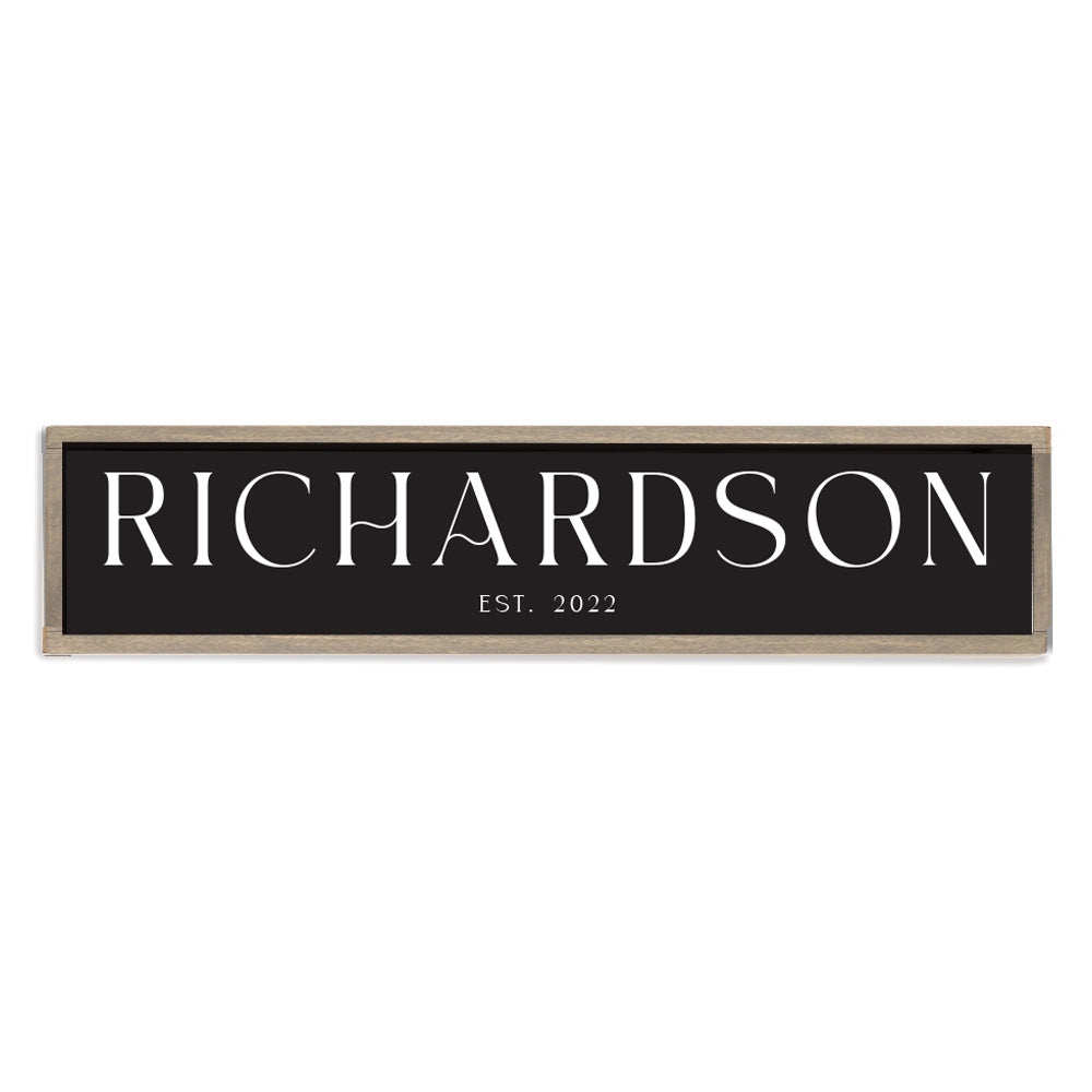 Family Name Established Black Personalized Barn Wood Sign