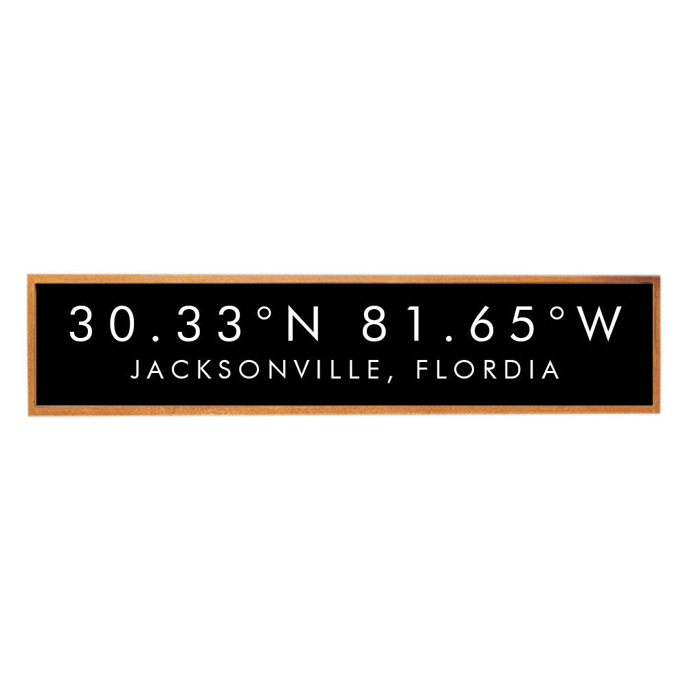 Modern Black Coordinates Personalized Barn Wood Sign