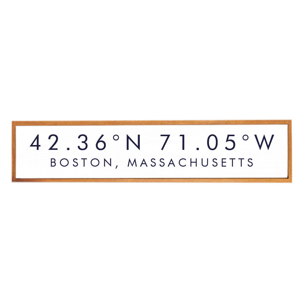 White and Navy Coordinates & Your Word Framed Personalized Barnwood Sign