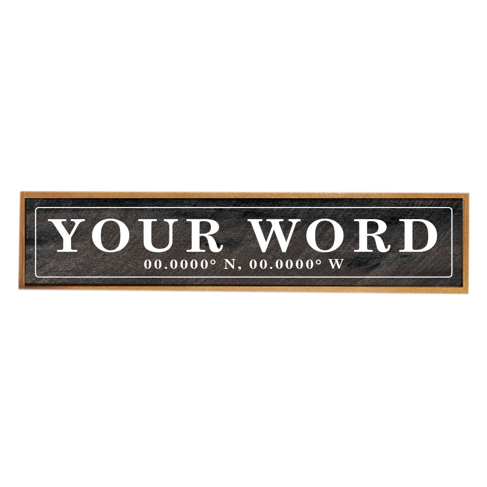 Antique Black Coordinates Bordered Personalized Barn Wood Sign