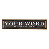 Antique Black Coordinates Bordered Personalized Barn Wood Sign