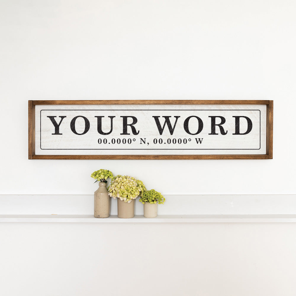 Antique White Coordinates Bordered Personalized Barn Wood Sign