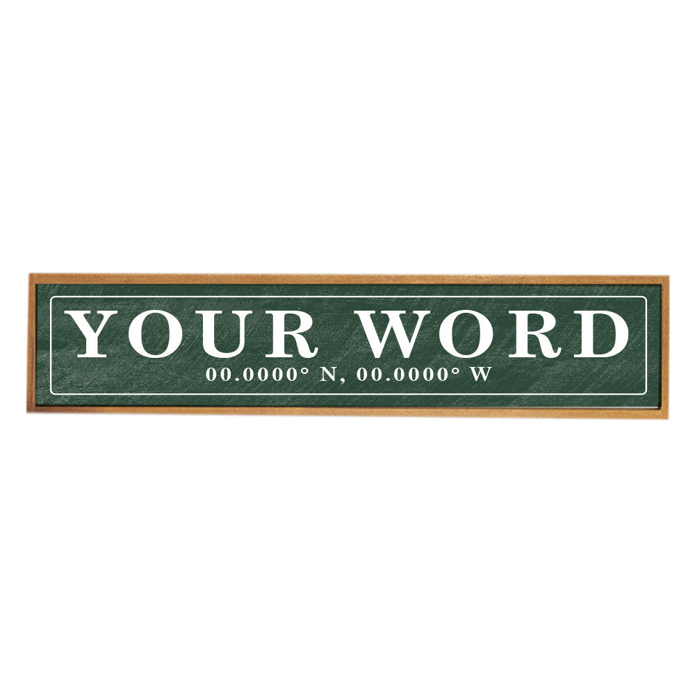 Antique Green Coordinates Bordered Personalized Barn Wood Sign