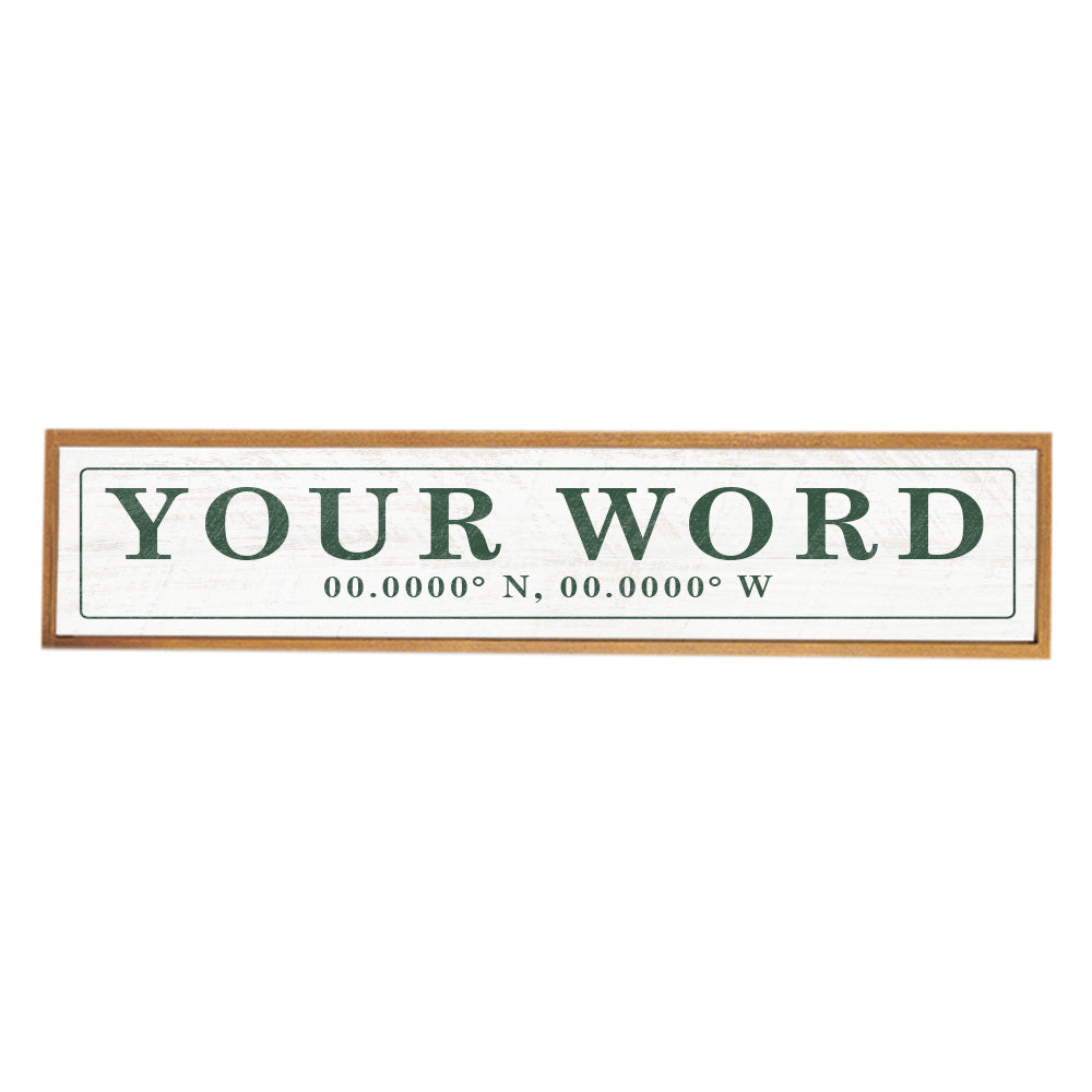 Antique White and Green Coordinates Bordered Personalized Barn Wood Sign