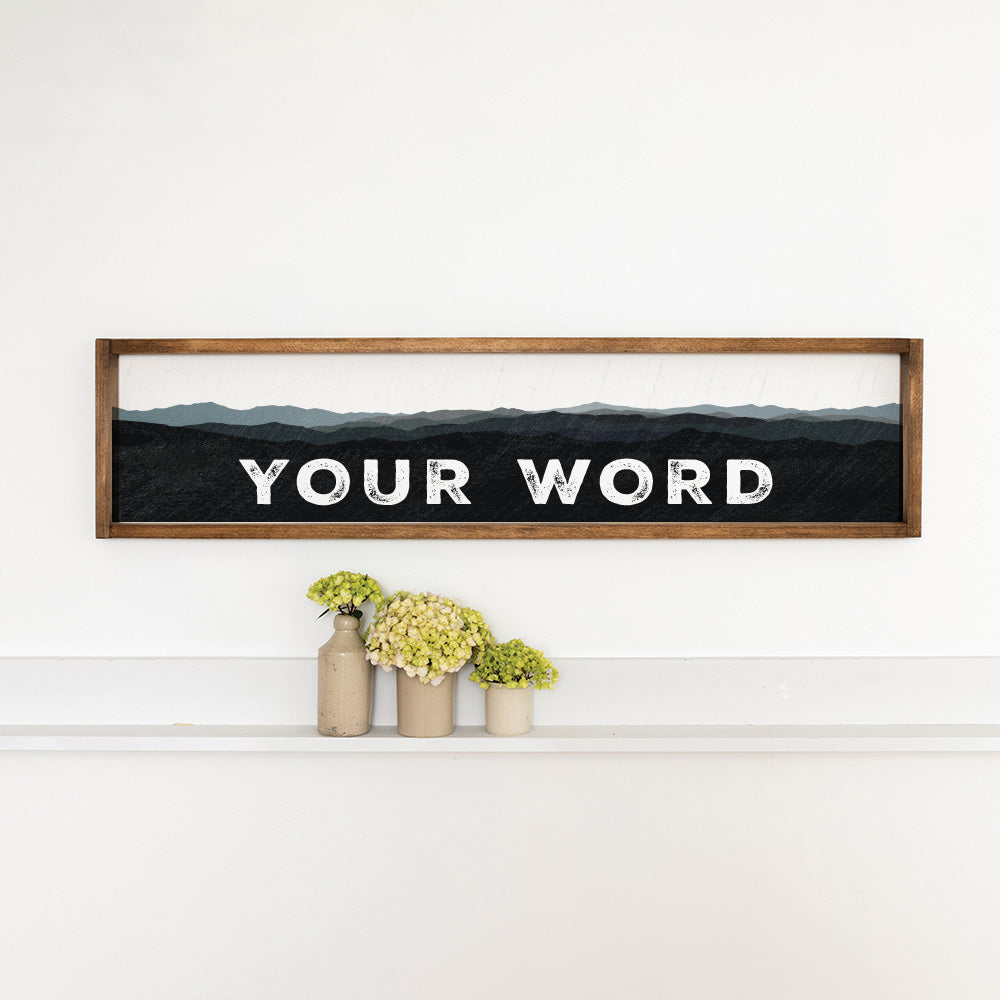 Mountains Black Personalized Barn Wood Sign