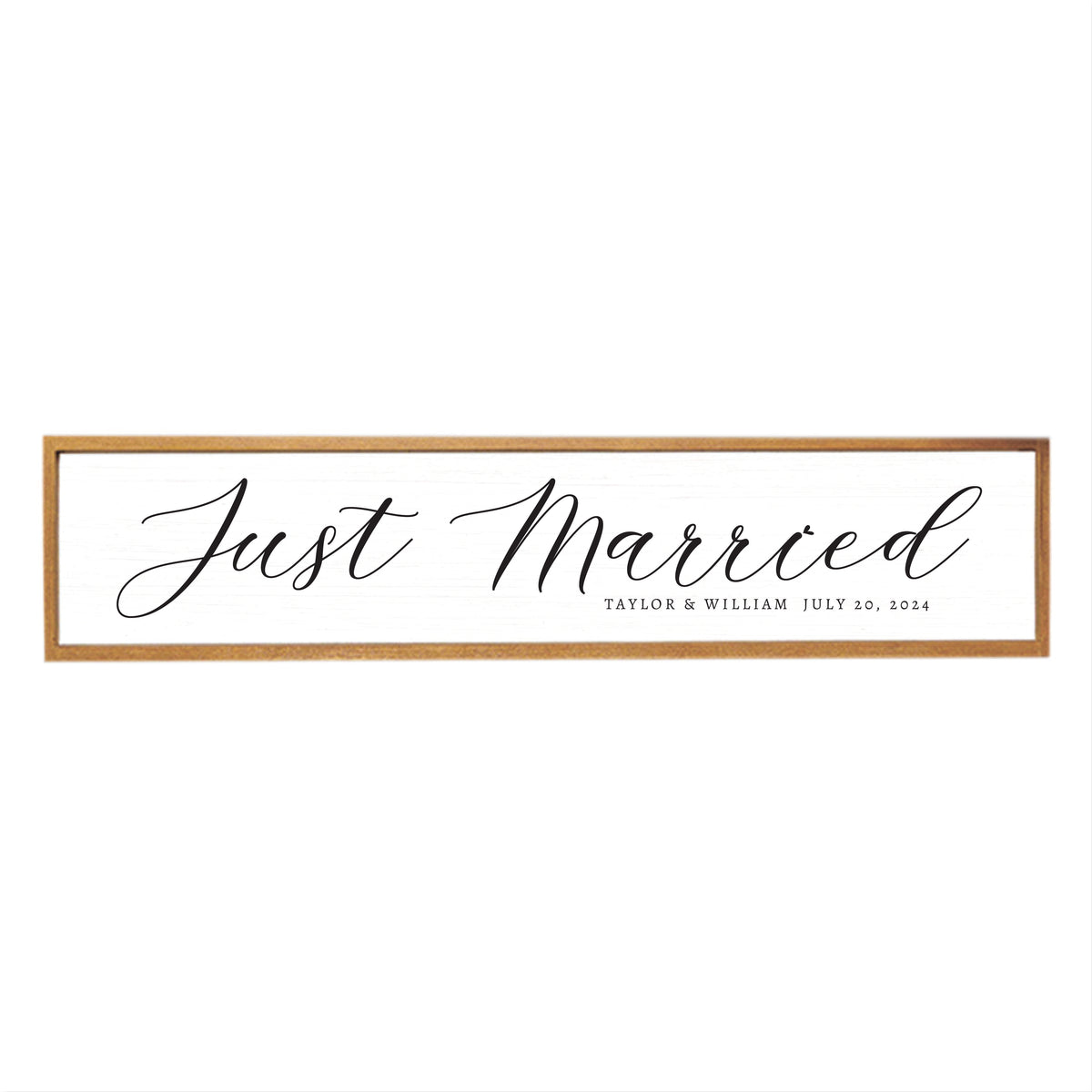 Just Married White Script Personalized Barn Wood Sign