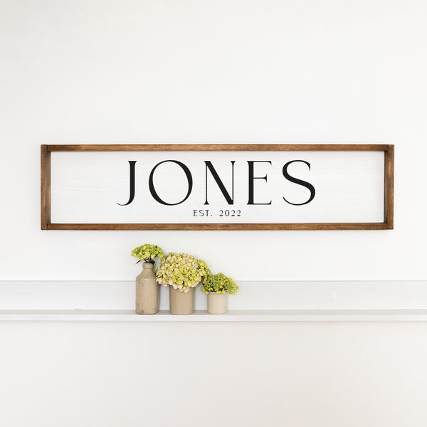 Family Name Established White Personalized Barn Wood Sign
