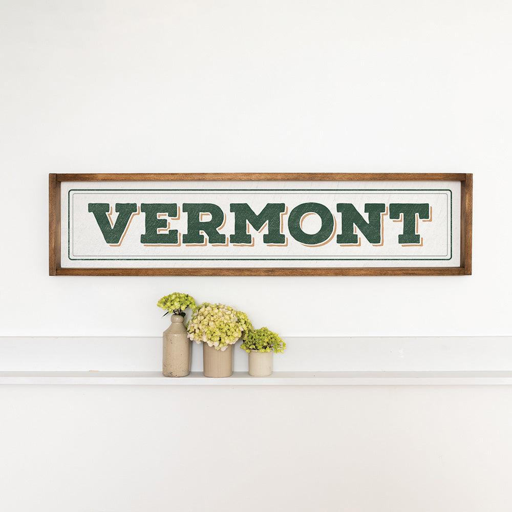 Vermont White Bordered Barn Wood Sign