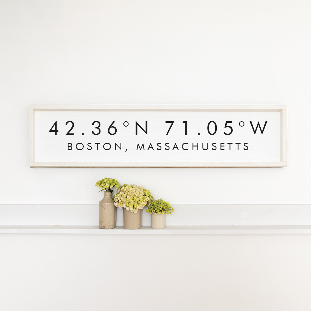 Modern White and Black Coordinates Personalized Barn Wood Sign