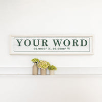 Antique White and Green Coordinates Bordered Personalized Barn Wood Sign