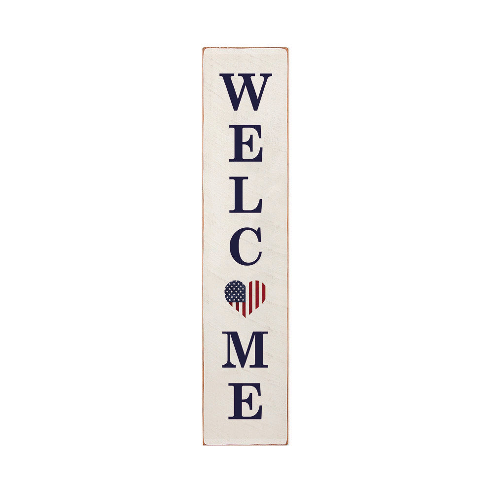 Welcome American Heart Barnwood Sign