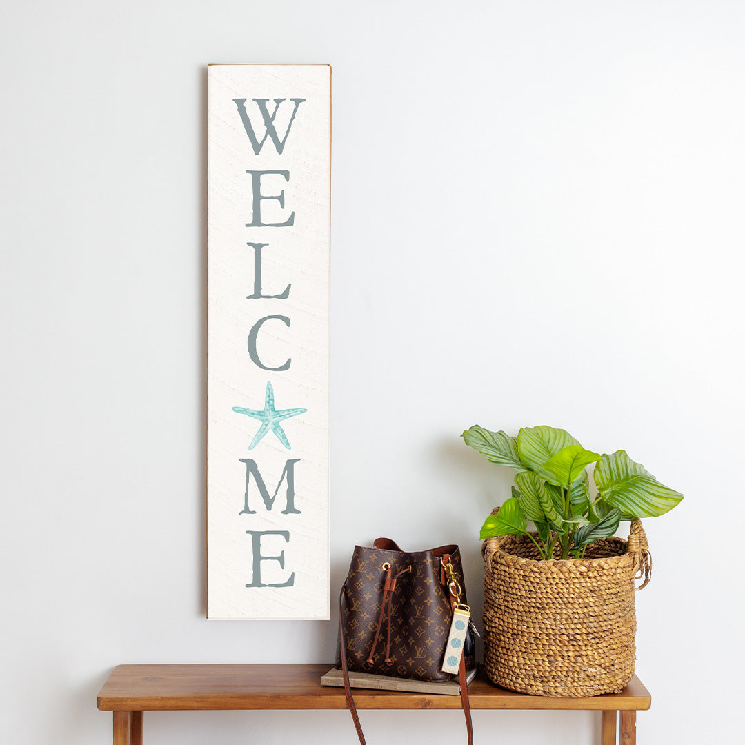 Welcome Watercolor Starfish Barn Wood Sign