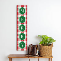 Merry Holiday Plaid Barn Wood Sign