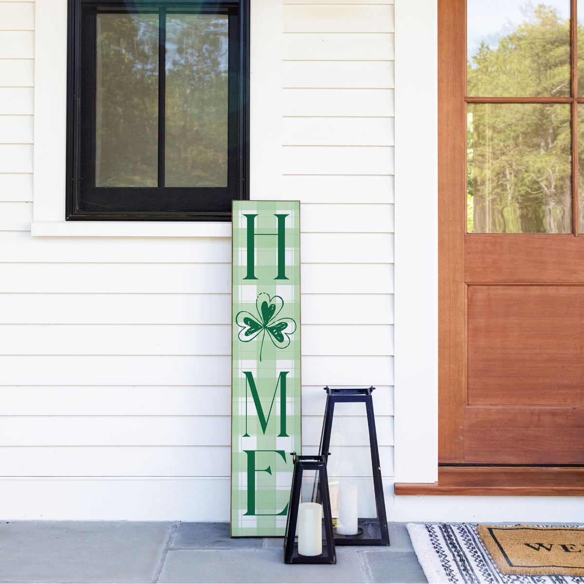 Plaid Shamrock Home Barn Wood Sign