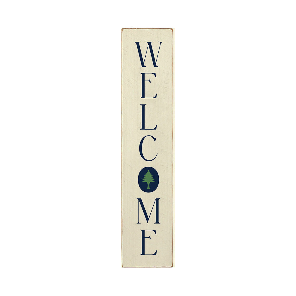 Welcome Kennebunkport Tree Icon Vertical Barn Wood Sign