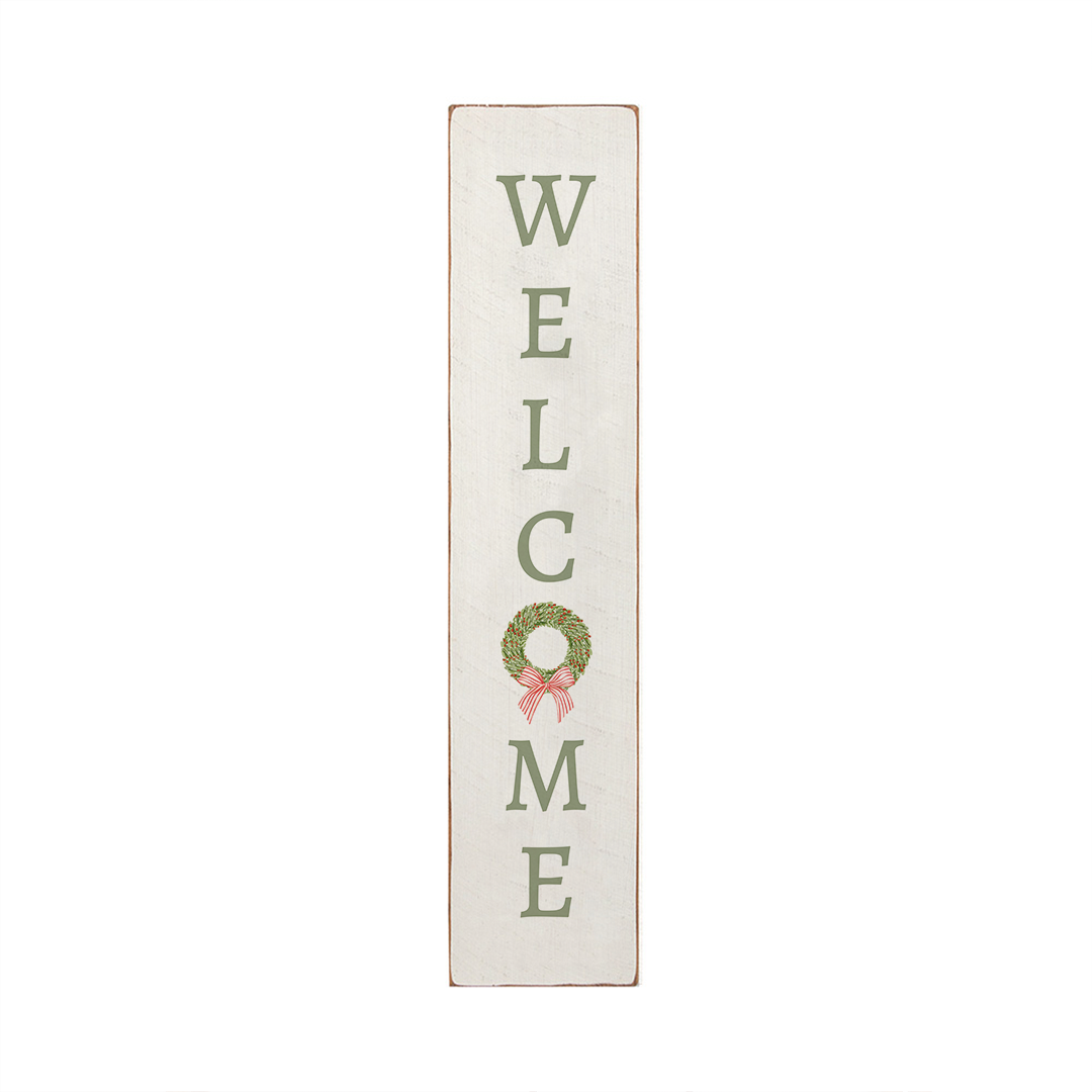 Holiday Wreath Welcome Barn Wood Sign