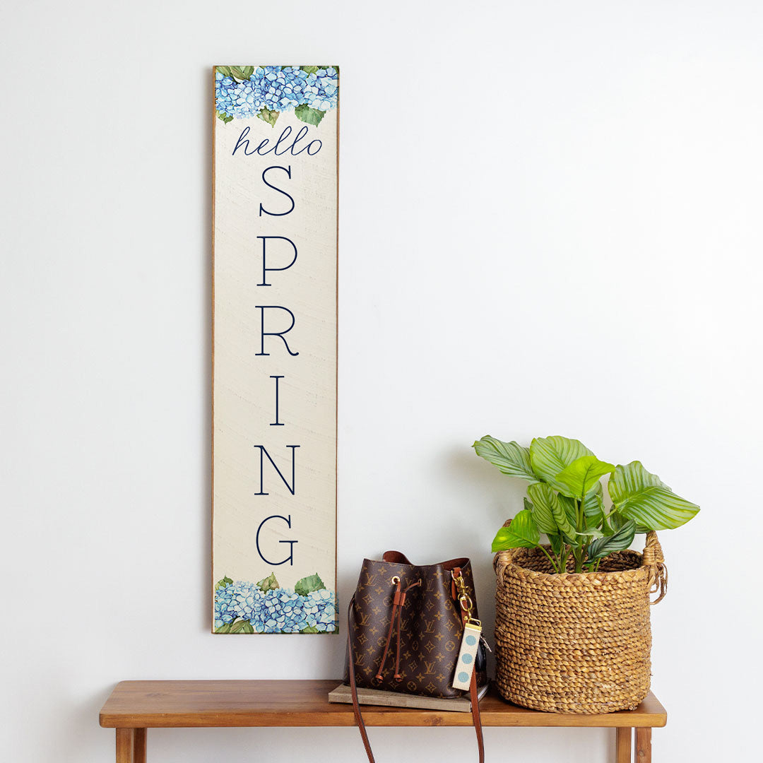 Hello Spring Hydrangea Bloom Barn Wood Sign